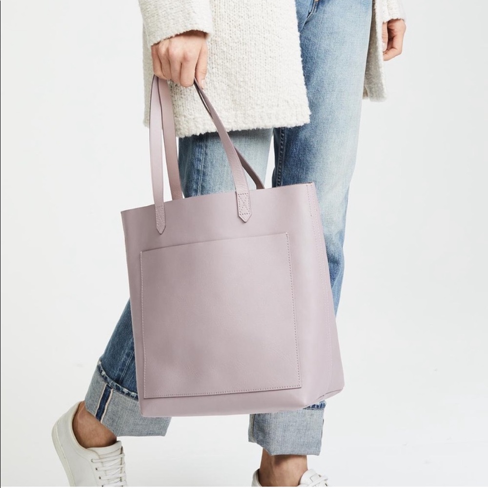 Madewell Medium Leather Transport Tote in Purple Wisteria Dove